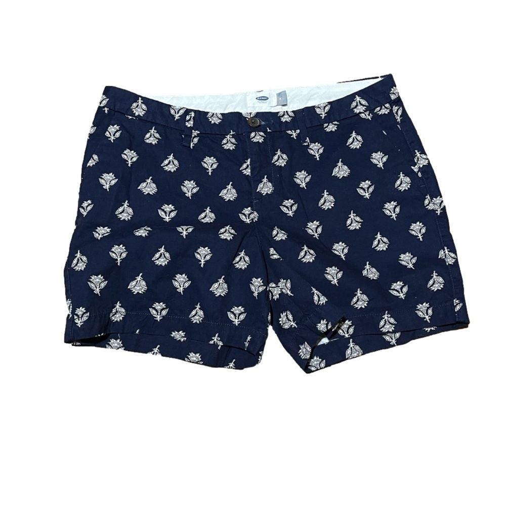 Old Navy Size 6 Navy White Floral Shorts 100% Cotton